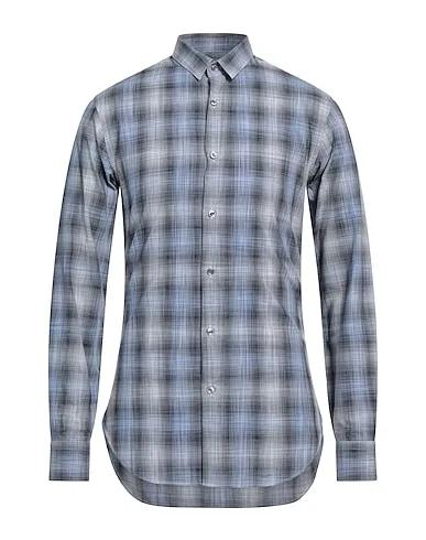 Slate blue Plain weave Checked shirt