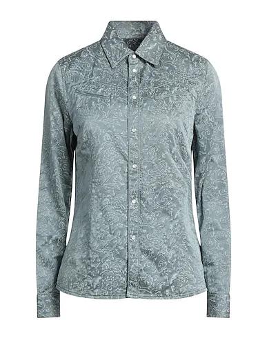 Slate blue Plain weave Floral shirts & blouses
