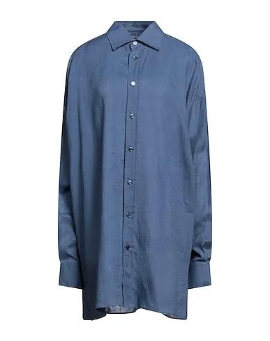 Slate blue Plain weave Linen shirt