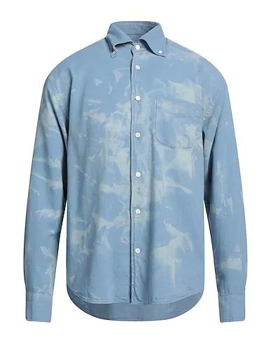 Slate blue Plain weave Patterned shirt