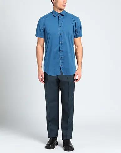 Slate blue Plain weave Solid color shirt