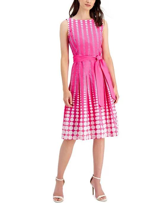 Sleeveless Printed Cotton Fit & Flare Dress
