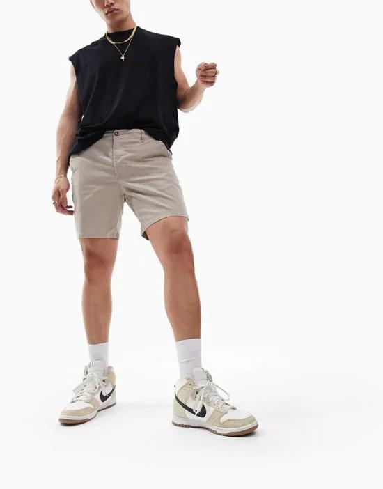 slim chino shorts in beige