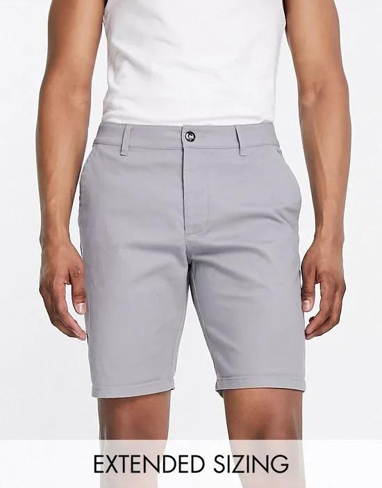 slim chino shorts in light gray
