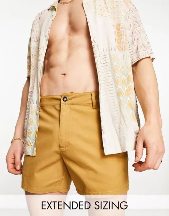 slim chino shorts in tan