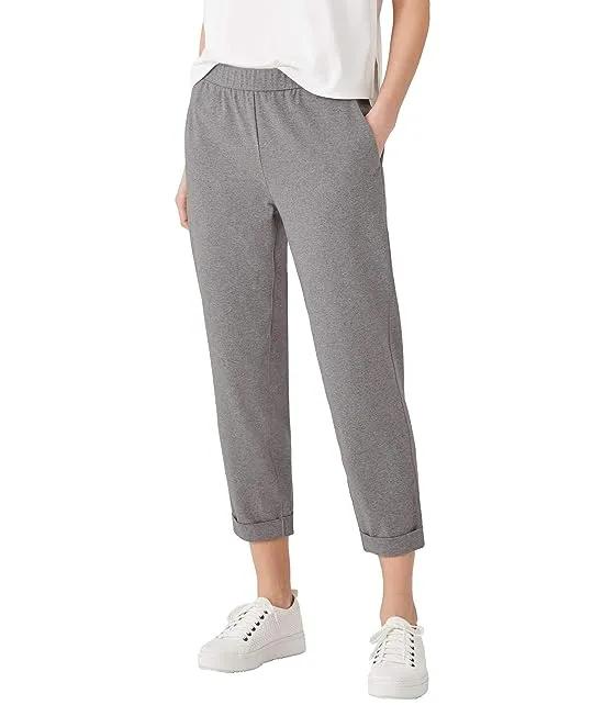 Slim Cropped Pants in Heathered Organic Cotton Stretch Jersey