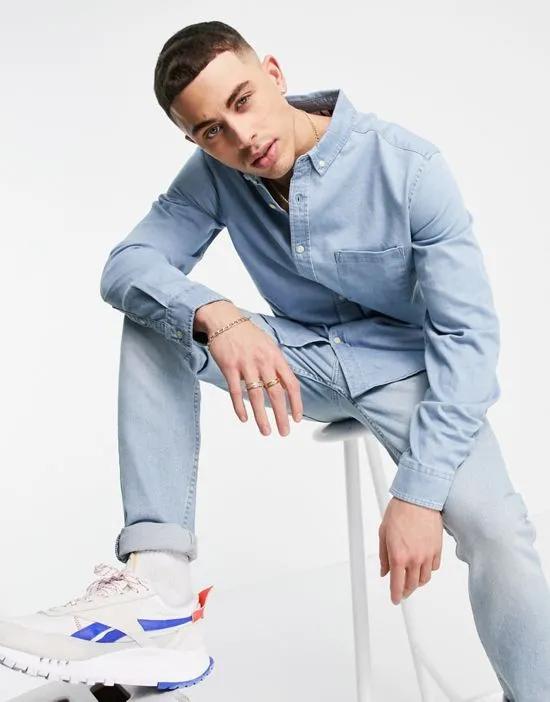 slim denim shirt in light wash