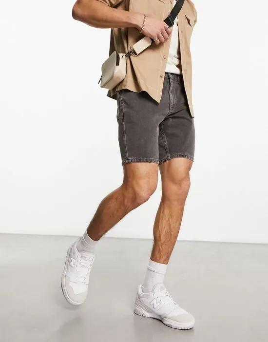 slim denim shorts in gray