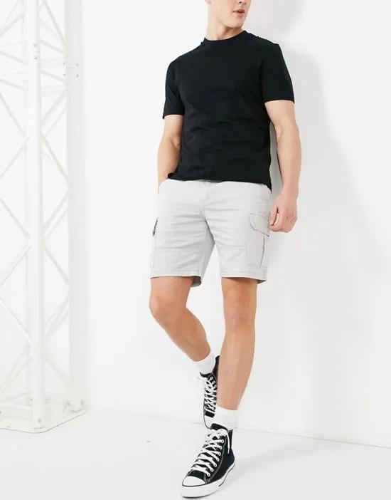 slim fit cargo shorts in stone