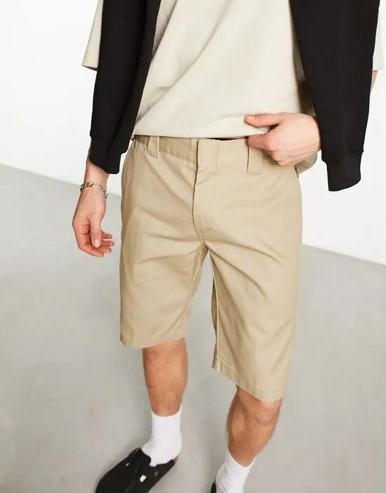 slim fit chino shorts in khaki