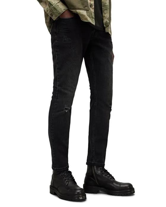 Slim Fit Distressed Rex Jeans in Washed Black