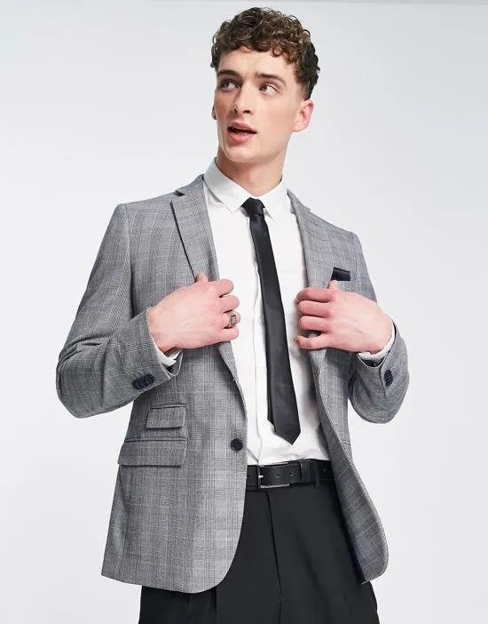 slim fit prince of wales check suit jacket