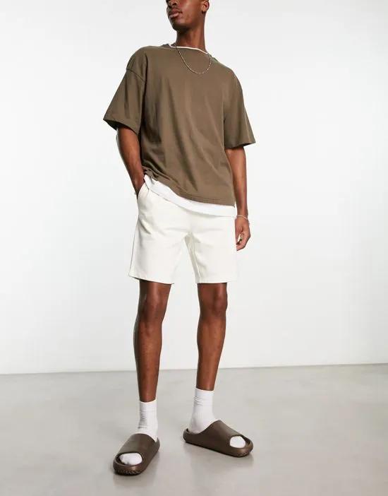slim jersey shorts in soft white