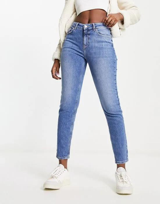 slim leg jeans in authentic mid blue wash
