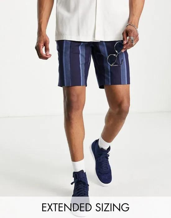 slim smart shorts in wide navy stripe