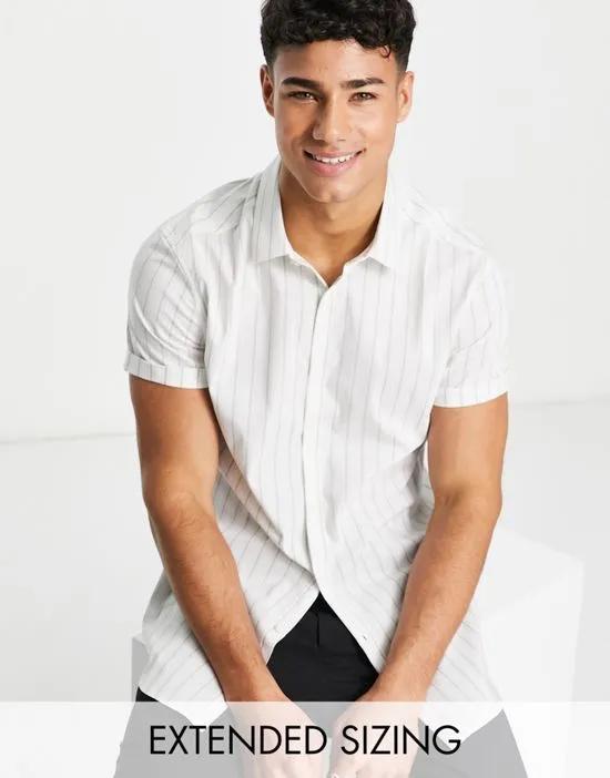 slim stripe smart shirt in sage green