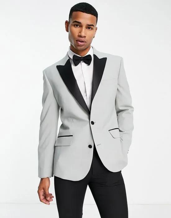 slim tuxedo blazer in sage green