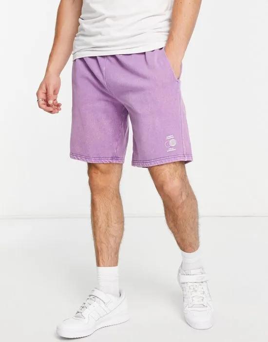slim washed shorts in purple