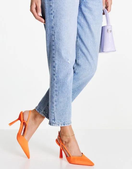 slingback heeled pumps in orange