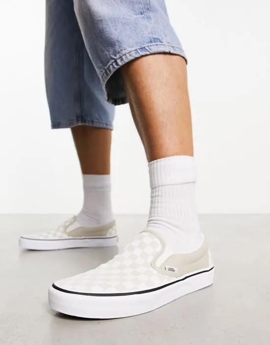 slip on checkerboard sneakers in beige