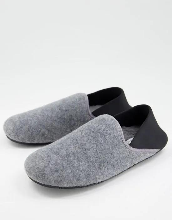 slippers in light gray with collapsable back