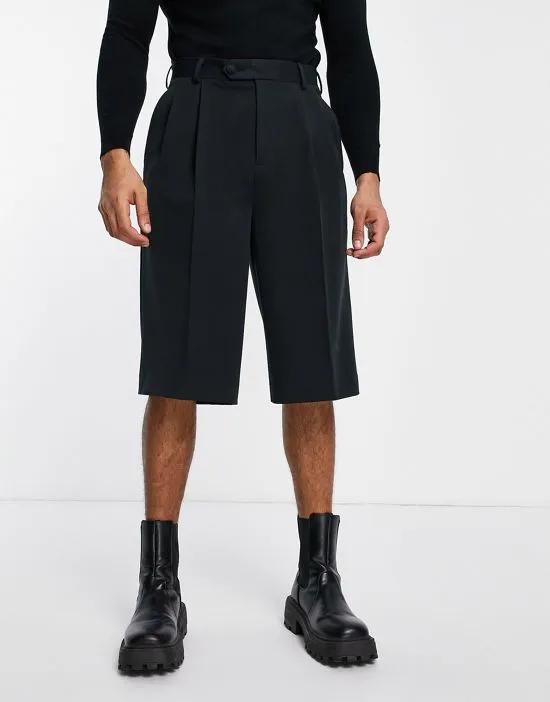 smart longer length shorts in black