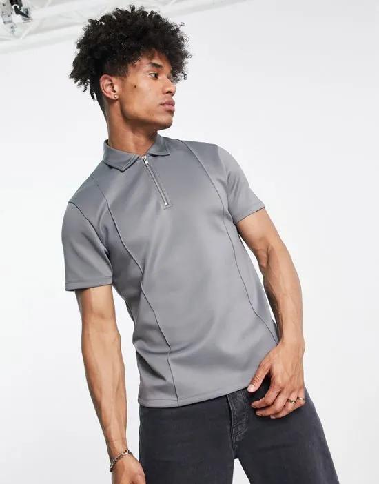 smart polo t-shirt in gray scuba