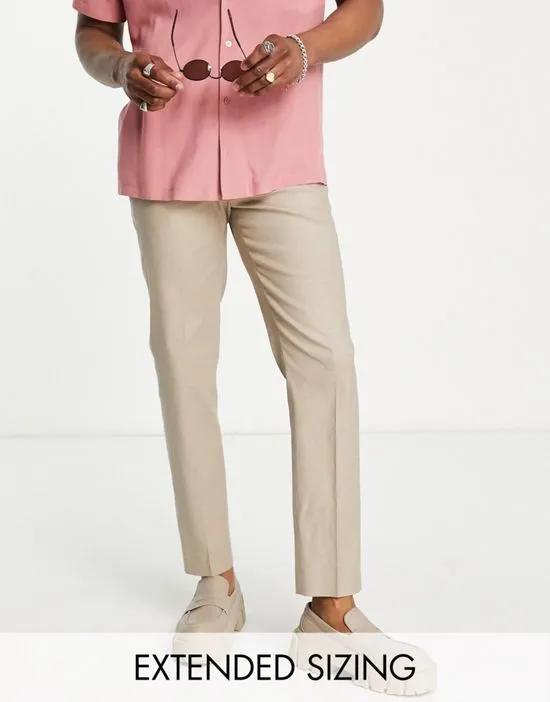smart slim linen mix pants in stone