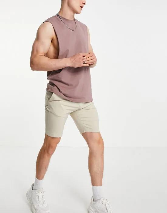 smart slim shorts in stone