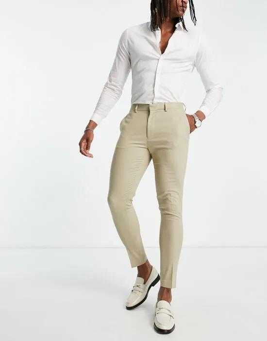 smart super skinny pants with pin dot texture in stone