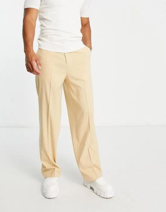 smart wide leg pants in stone