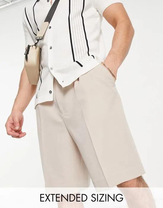 smart wide shorts in stone