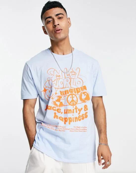 smiley world T-shirt in light blue