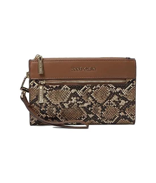 Snake Trimmed Zip Clutch Wristlet