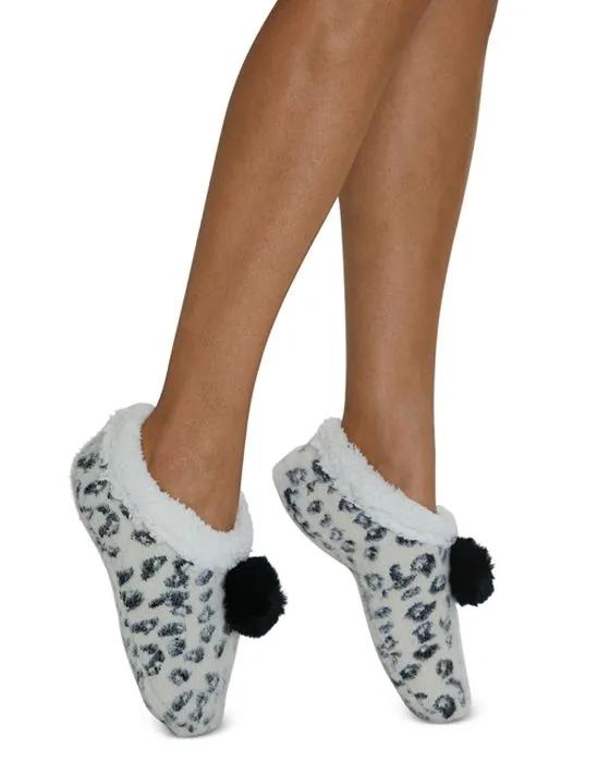 Snow Cheetah Faux Fur Slippers