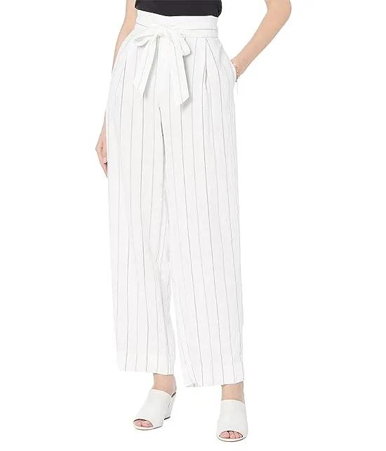 Soft Stripe Belted Pull-On Pants