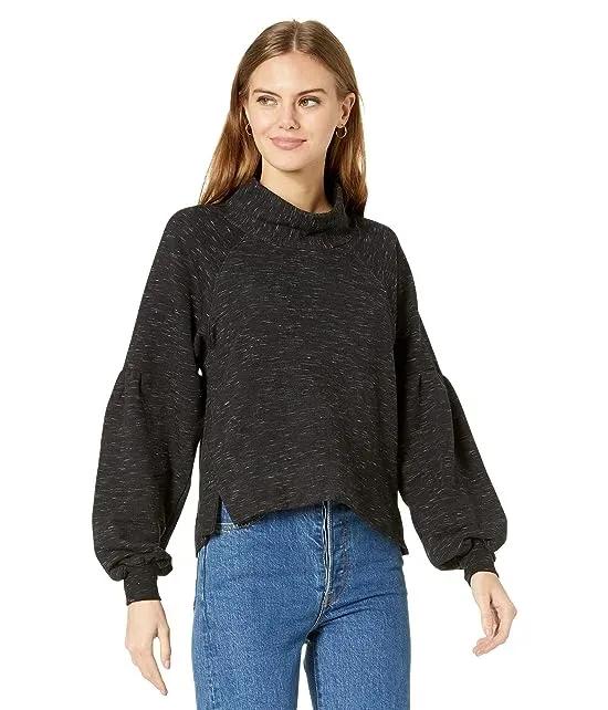 Space Dye Cowl Neck Pullover Sweatshirt in Eco Fleece