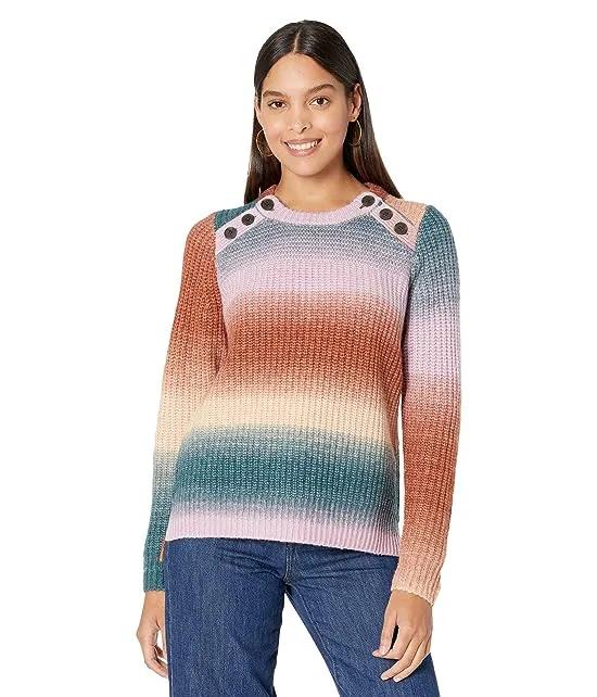 Space-Dyed Button-Shoulder Pullover Sweater