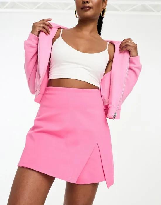 split front skort in pink