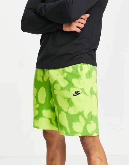 Sport Essentials acid wash fleece shorts in green