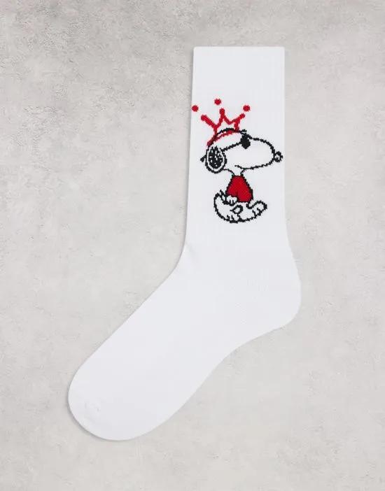 sports sock in white with Snoopy design
