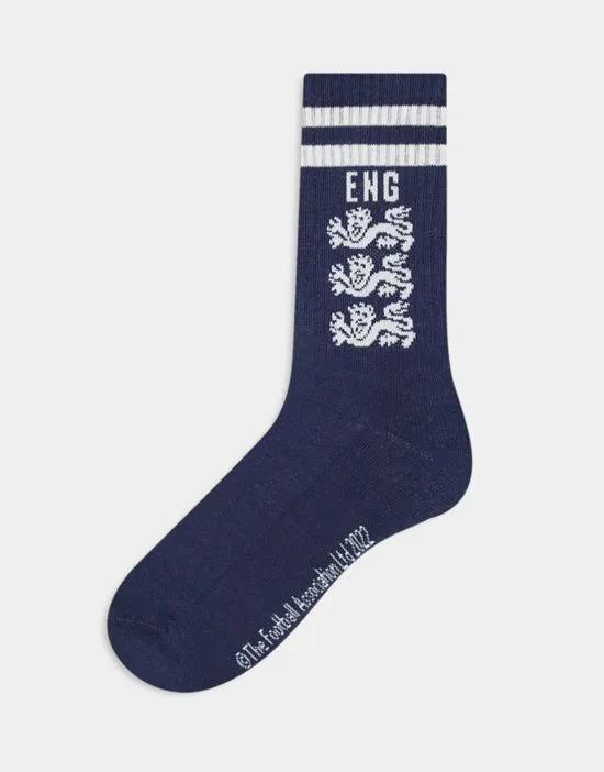 sports socks in navy with England design