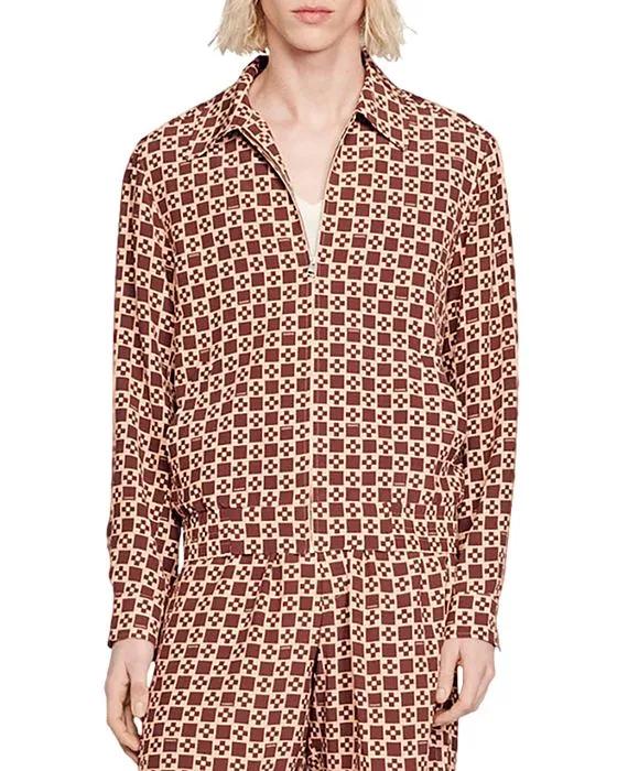 Square Cross Print Full Zip Jacket 