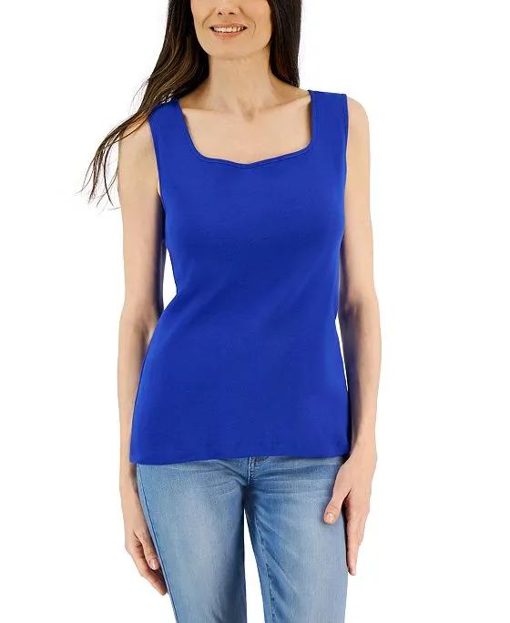 Square-Neck Cotton Tank Top, Created for Macy's