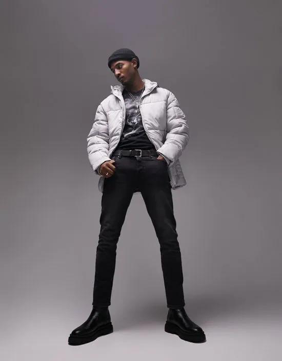 square quilted puffer in gray