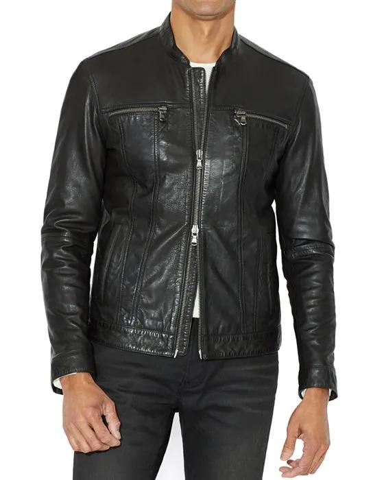 Star USA Leather Band Collar Moto Jacket