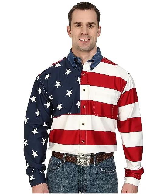 Stars & Stripes Pieced Flag Shirt L/S
