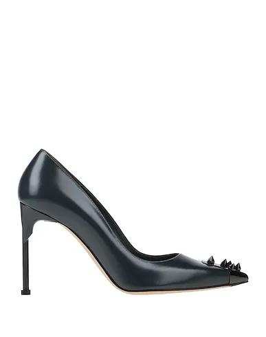 Steel grey Leather Pump