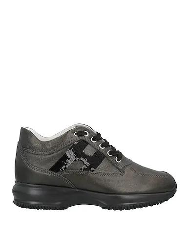 Steel grey Leather Sneakers