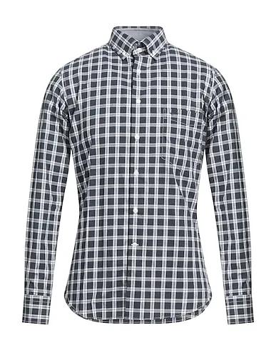 Steel grey Plain weave Checked shirt